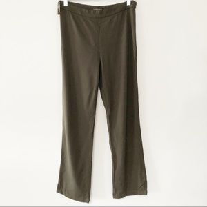 Donna Karan straight cut pants in dark khaki green designer